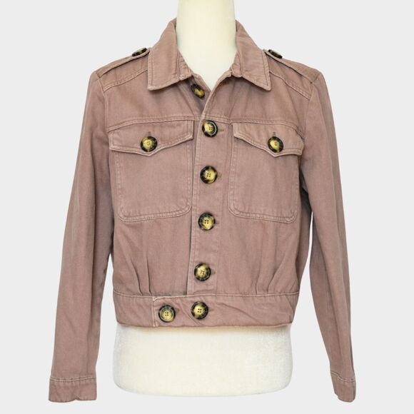 FREE PEOPLE Women's Eisenhower Cropped Denim Jacket Size XS - Picture 1 of 9